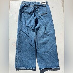 Women's The Ragged Priest Jeans Blue Stone Solid 30 Wide Leg Baggy 90s Rave Ska